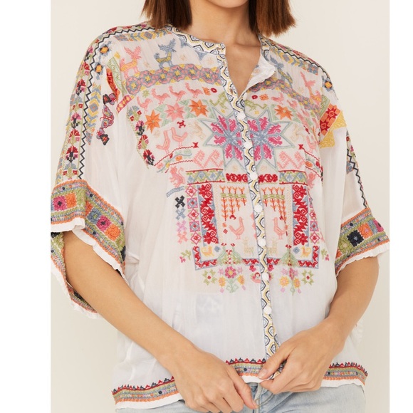 Johnny Was Tops - Johnny Was Multicolor Embroidered Blouse